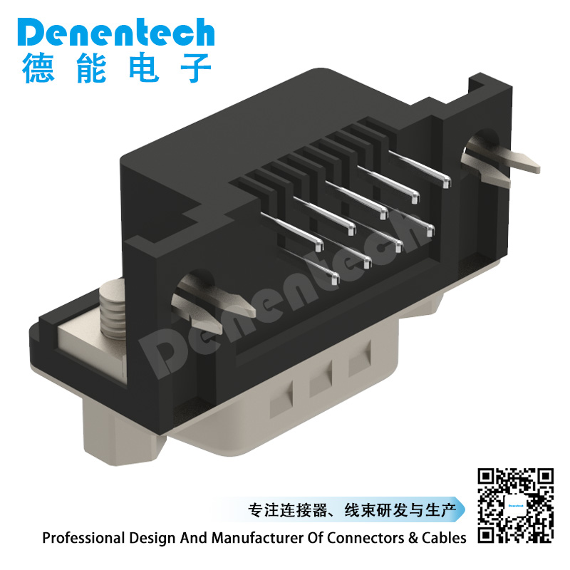 Denentech high quality HDR 9P H8.08 male right angle DIP d-sub connector test  male 9pin d-sub connectors 